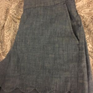 Excellent  JCREW Chambray Scalloped Shorts